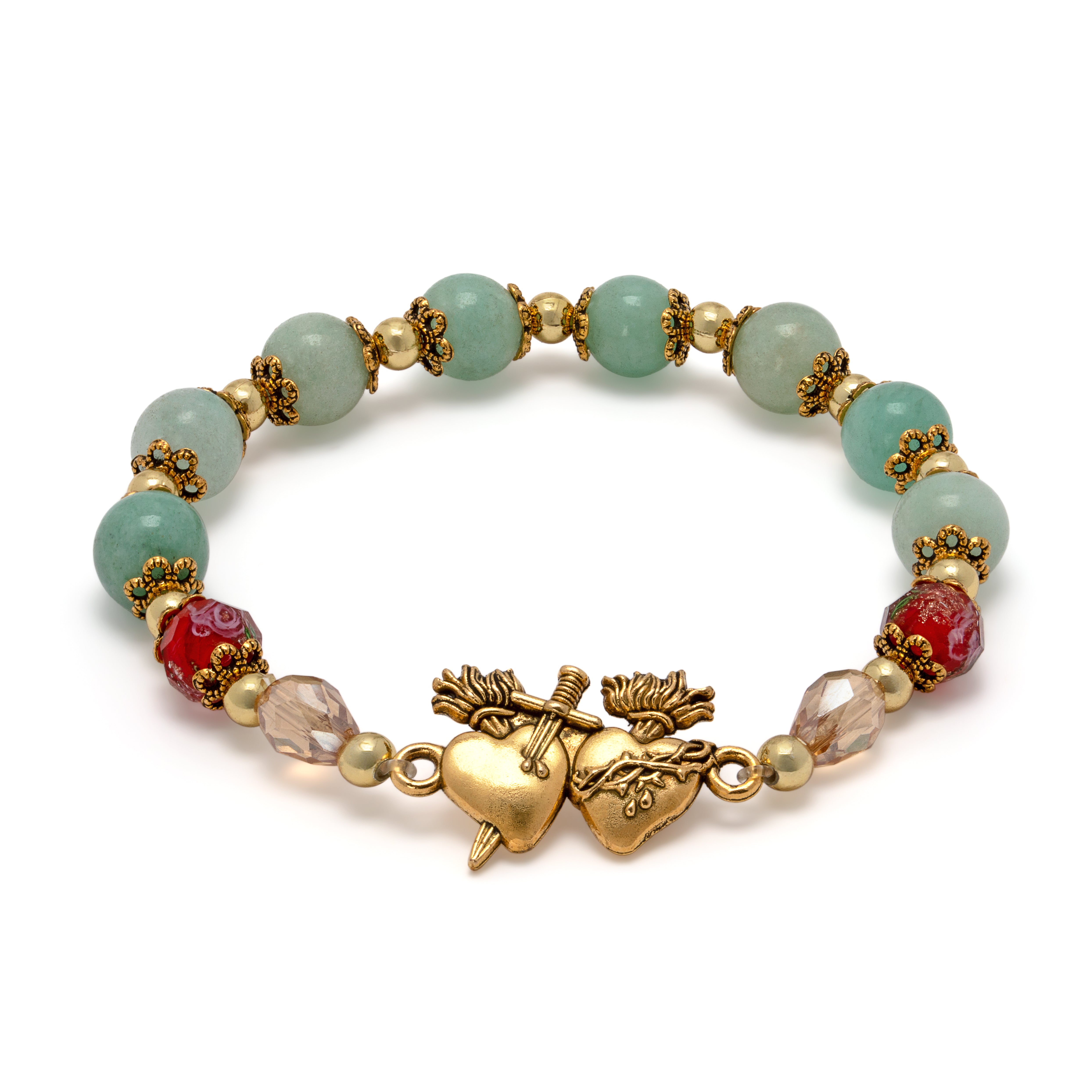Amazonite Gold Sacred Heart Bracelet