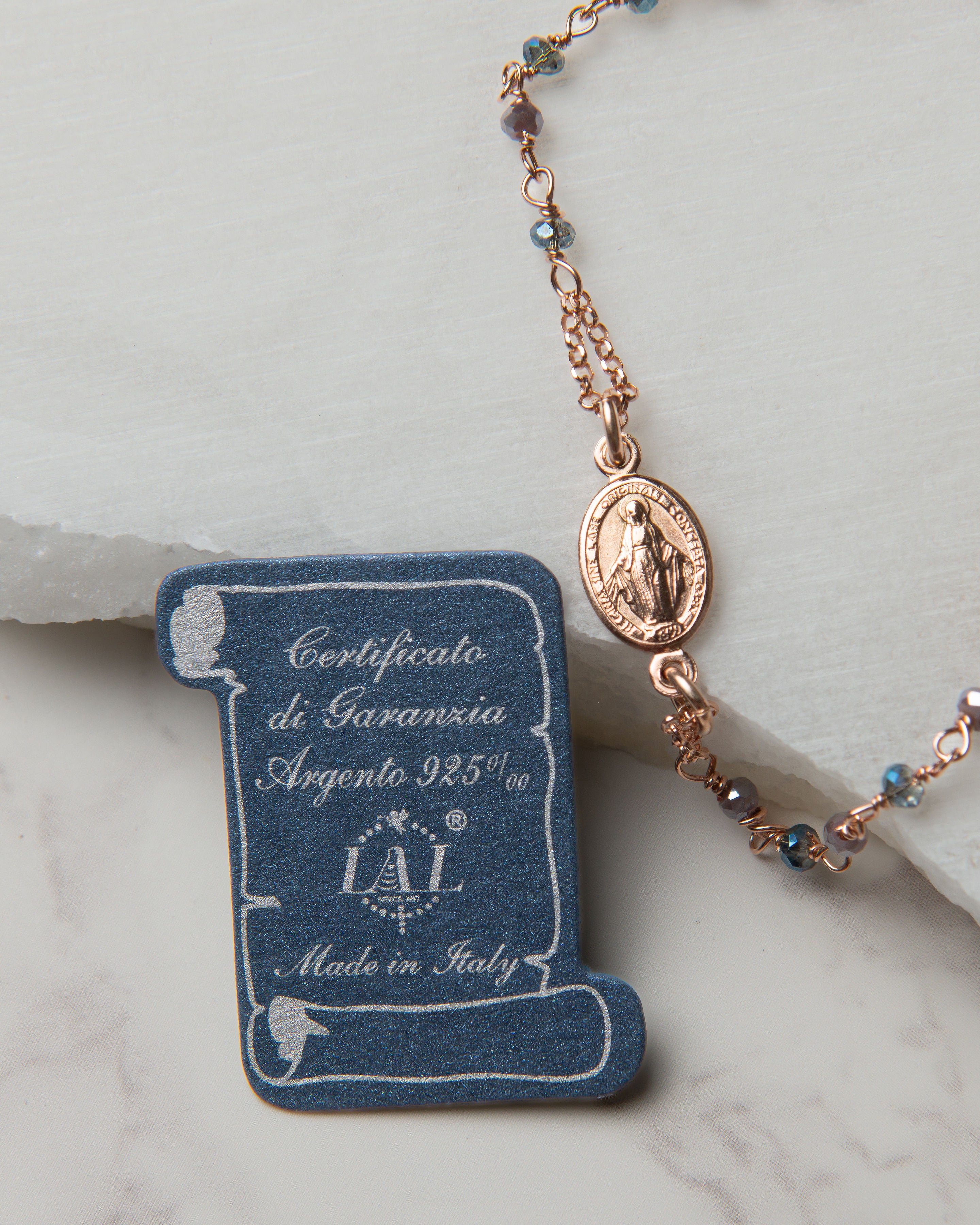 Italian Rose Gold Miraculous Medal Rosary Bracelet