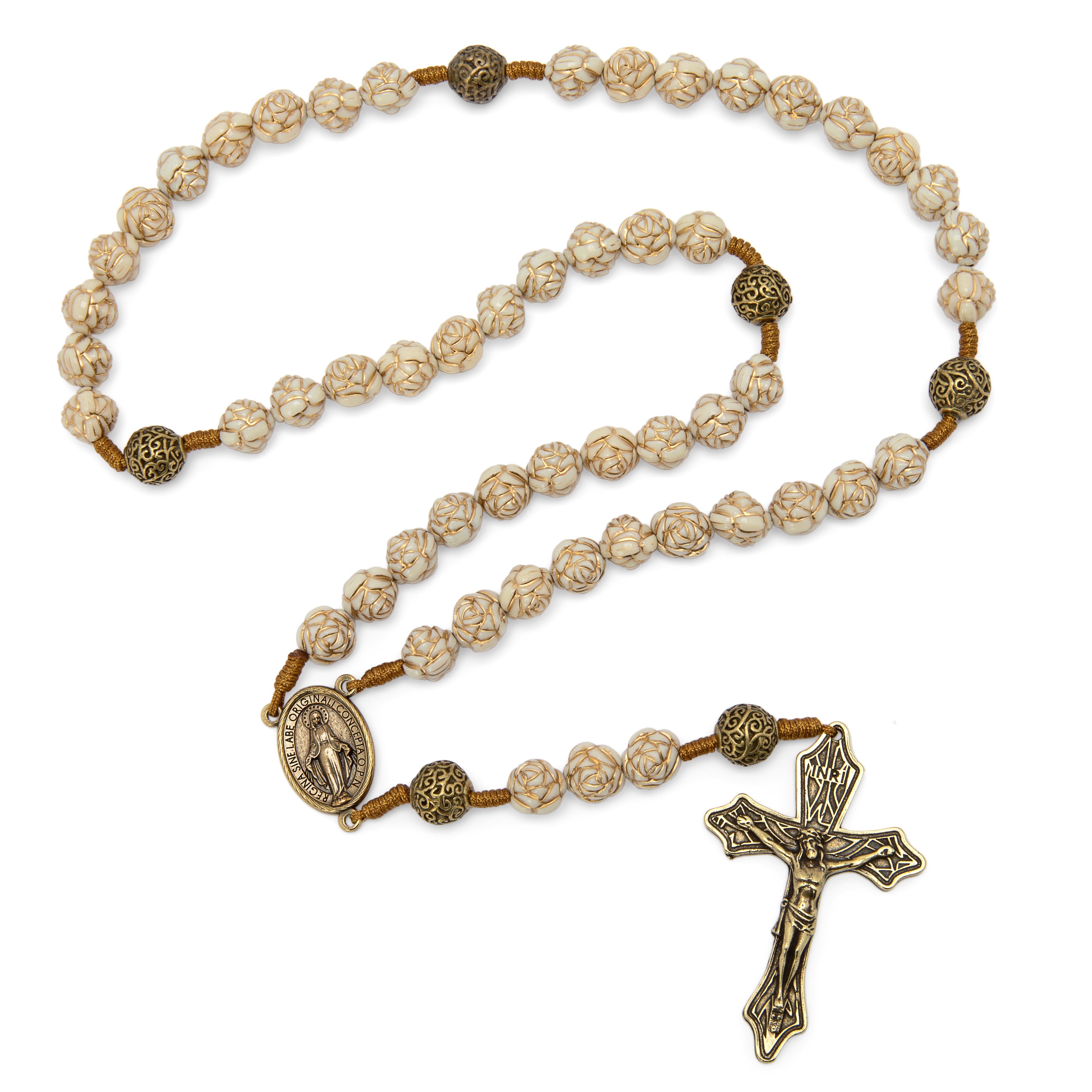 Miraculous Medal Flower Bead Rosary