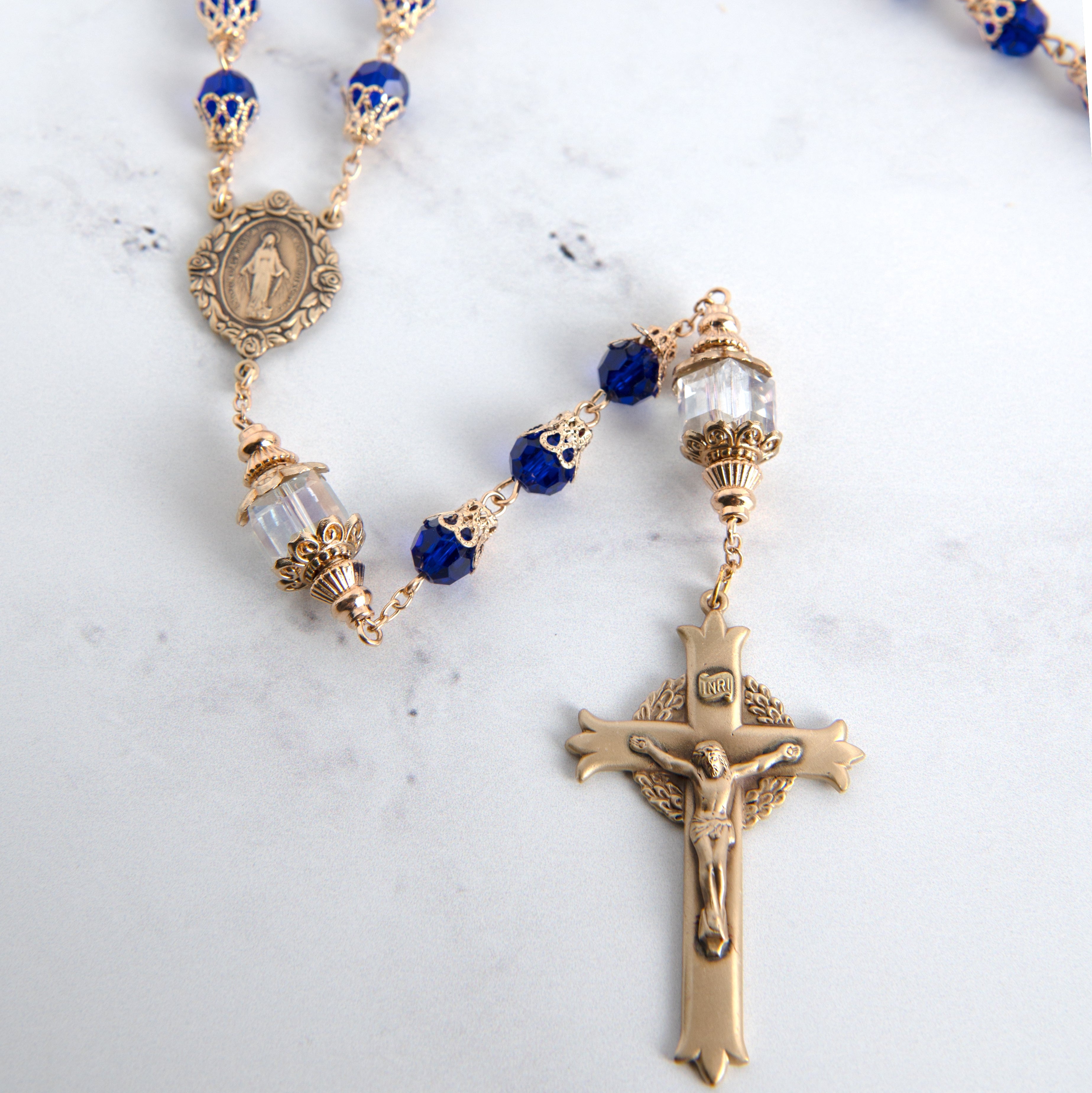 Cobalt Blue Vintage Rosary with 8mm Beads