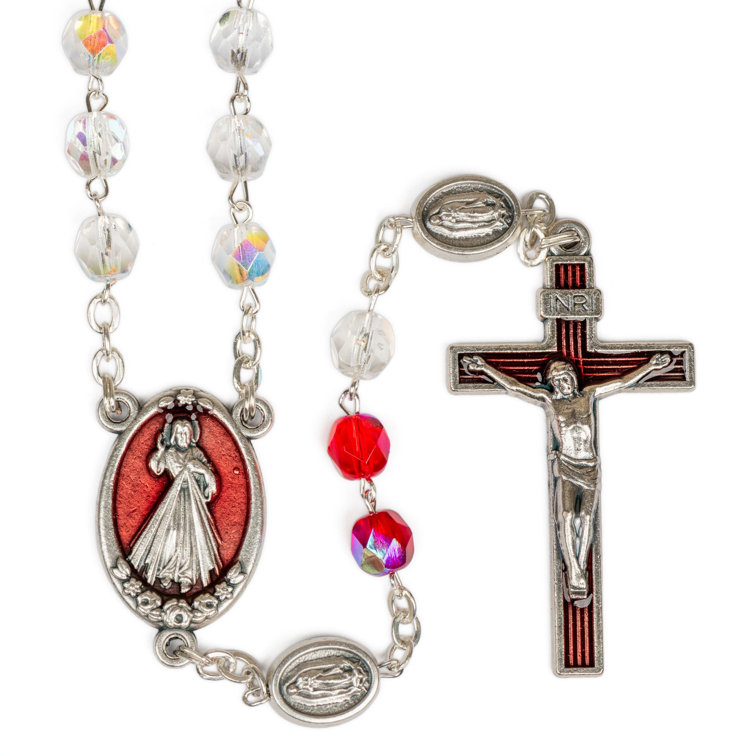 Divine Mercy Glass Bead Rosary