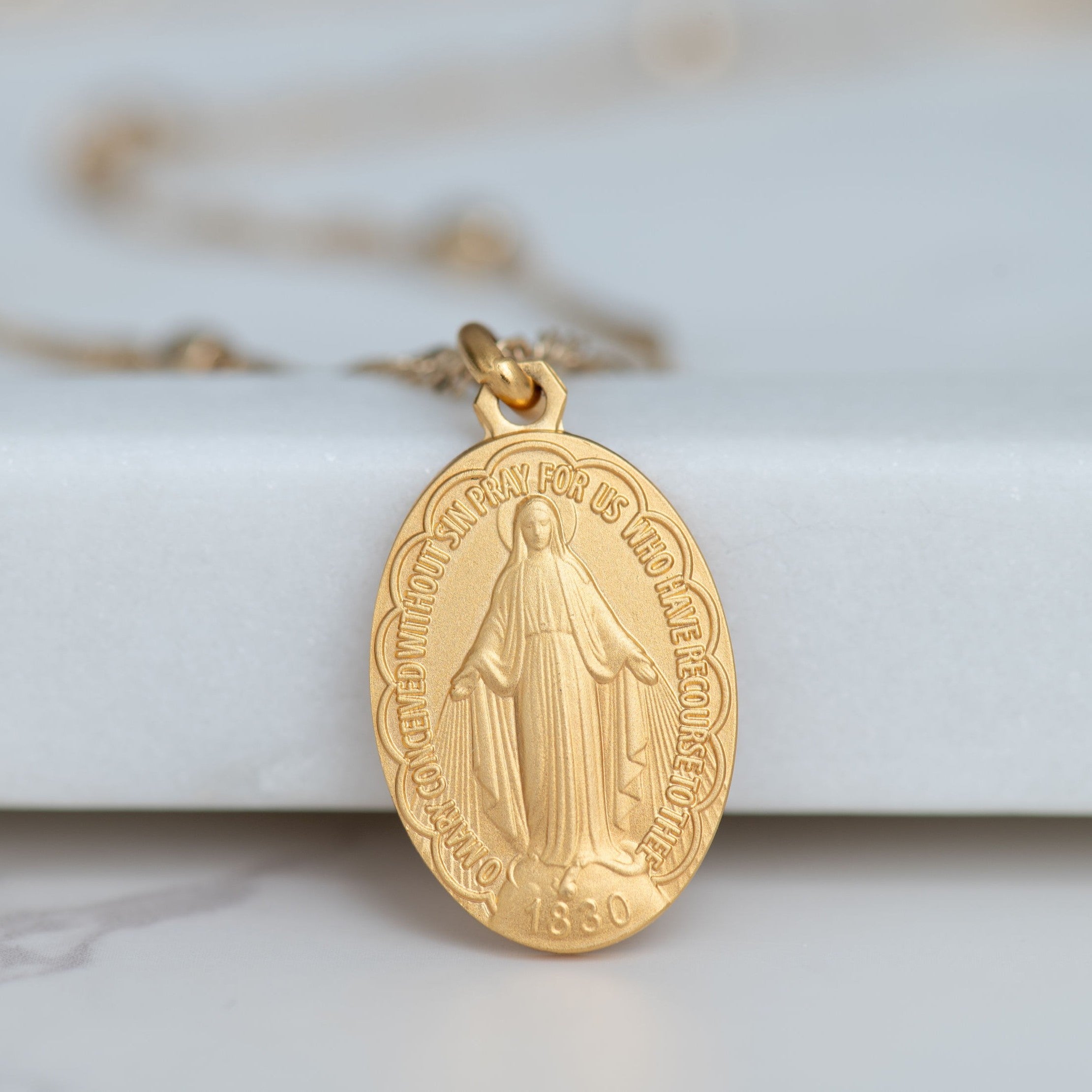Gold Miraculous Medal Necklace