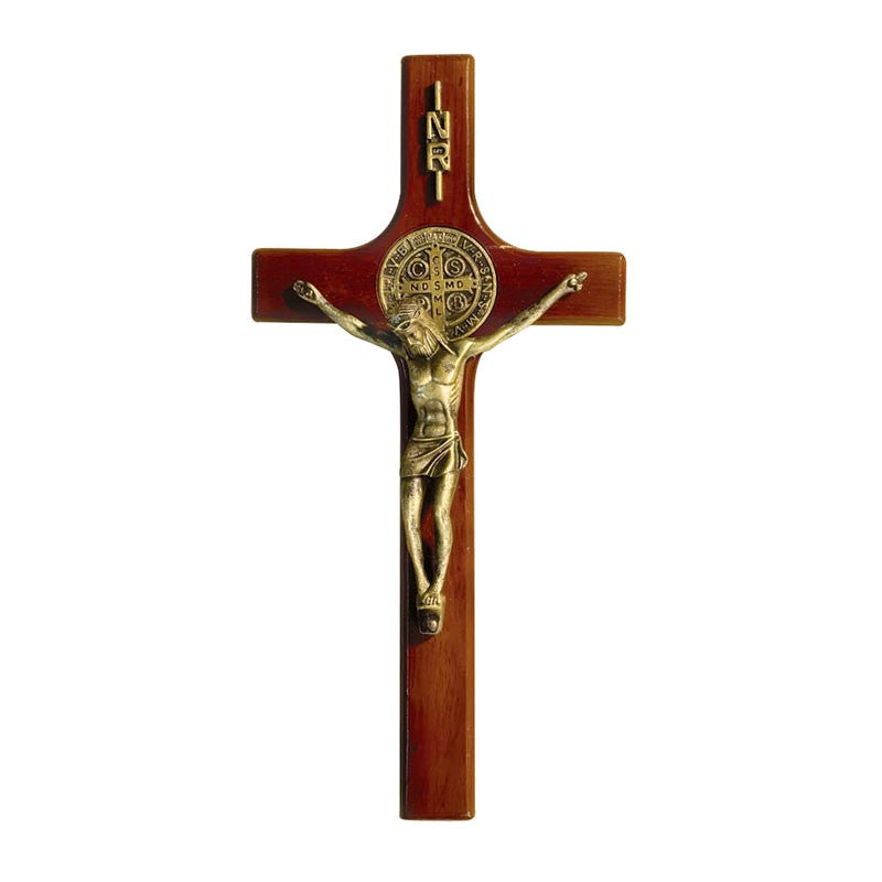 St. Benedict Crucifix with wood cross and gold-tone resin corpus