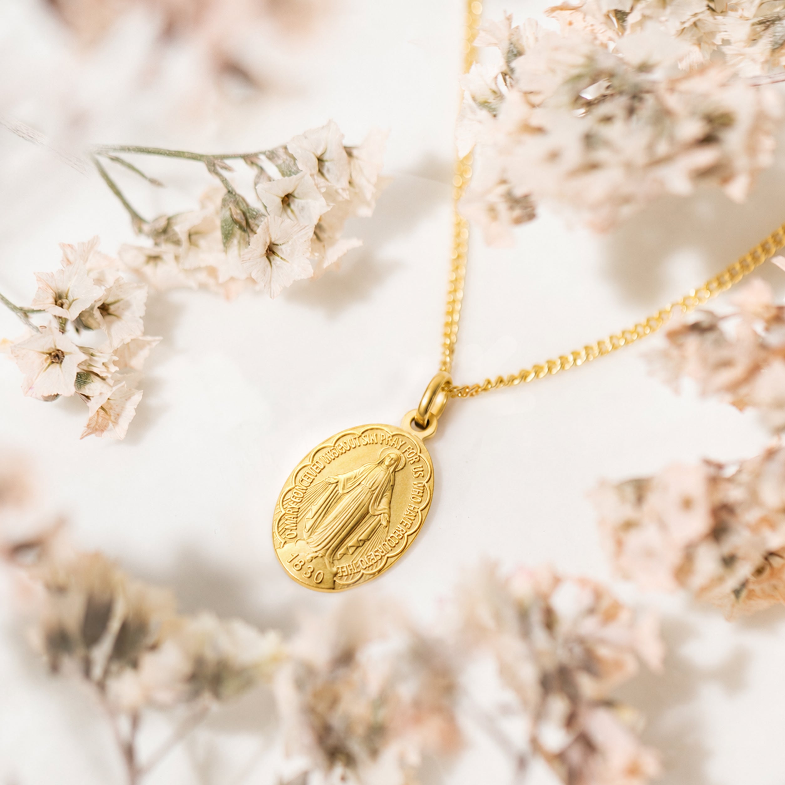 Gold Miraculous Medal Necklace