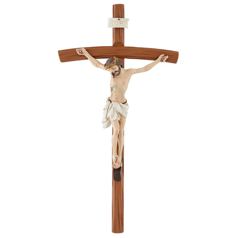 12 inch Traditional Catholic Wall Crucifix with wood cross and resin Corpus