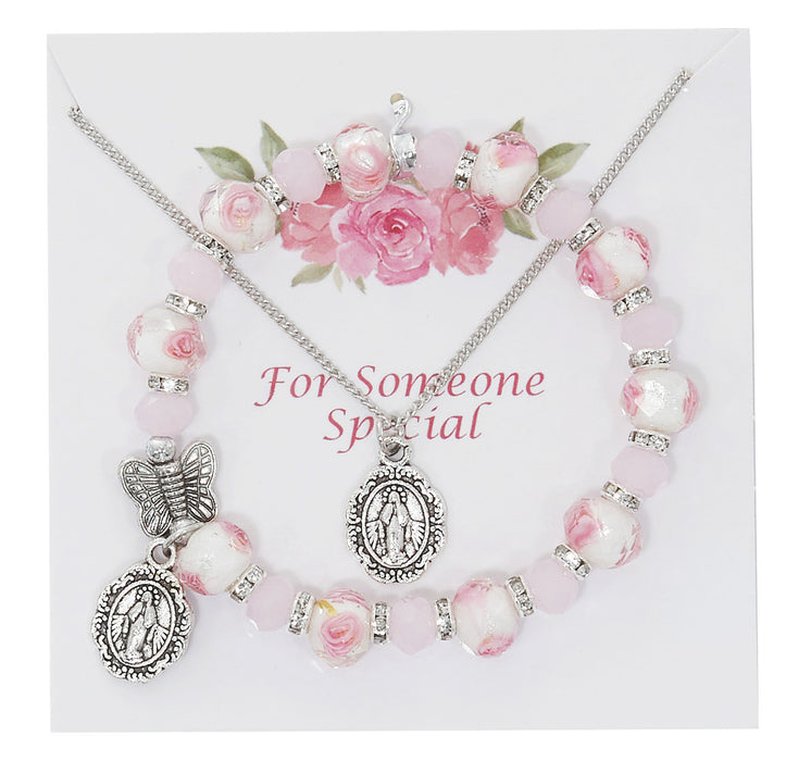 Miraculous Medal Bracelet and Pendant Set