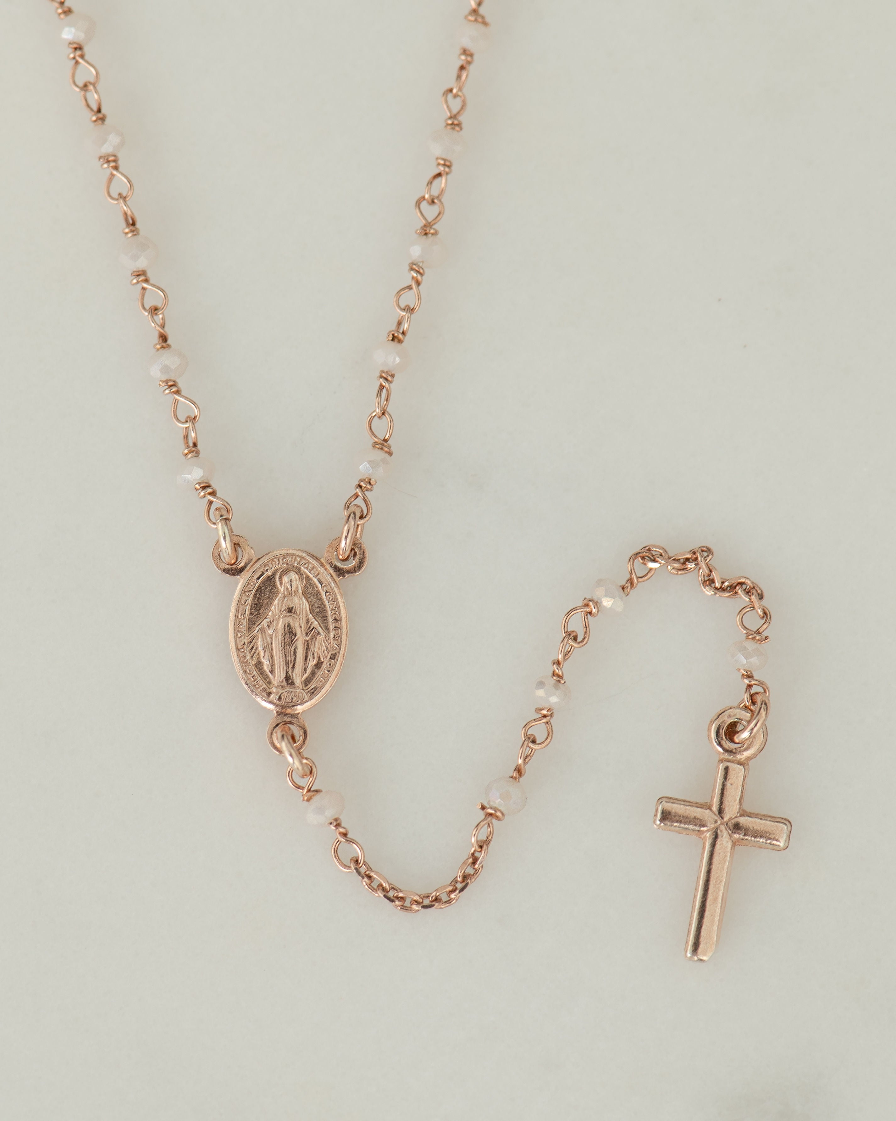 Gold Over Sterling Silver Rosary Necklace- Made in Italy