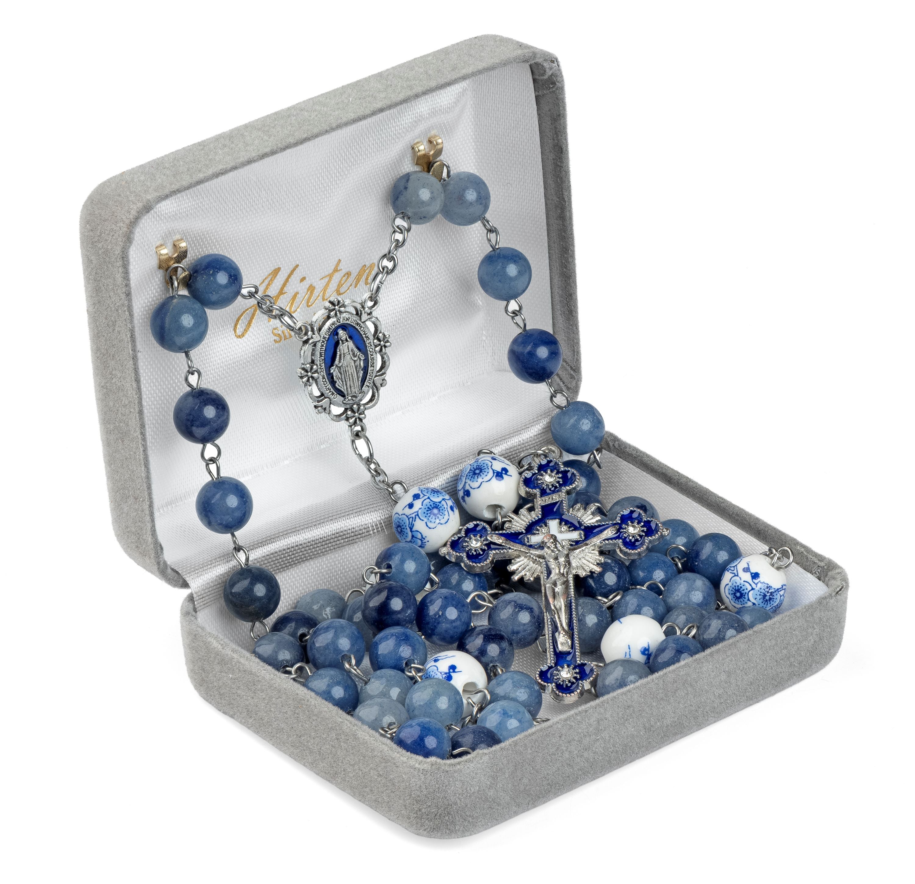 Blue Miraculous Medal Stone Rosary