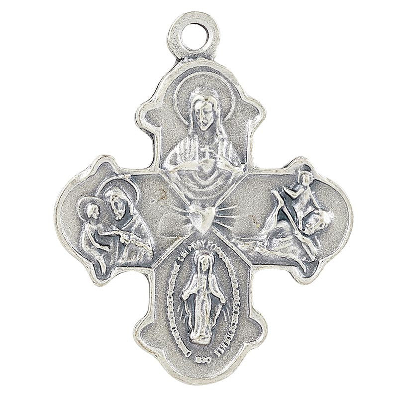 Heritage Four Way Medal - back showing I Am A Catholic Please Call A Priest inscription