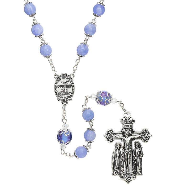 Holy Family Giulia Signorelli Rosary showing Pray Together as a Family centerpiece