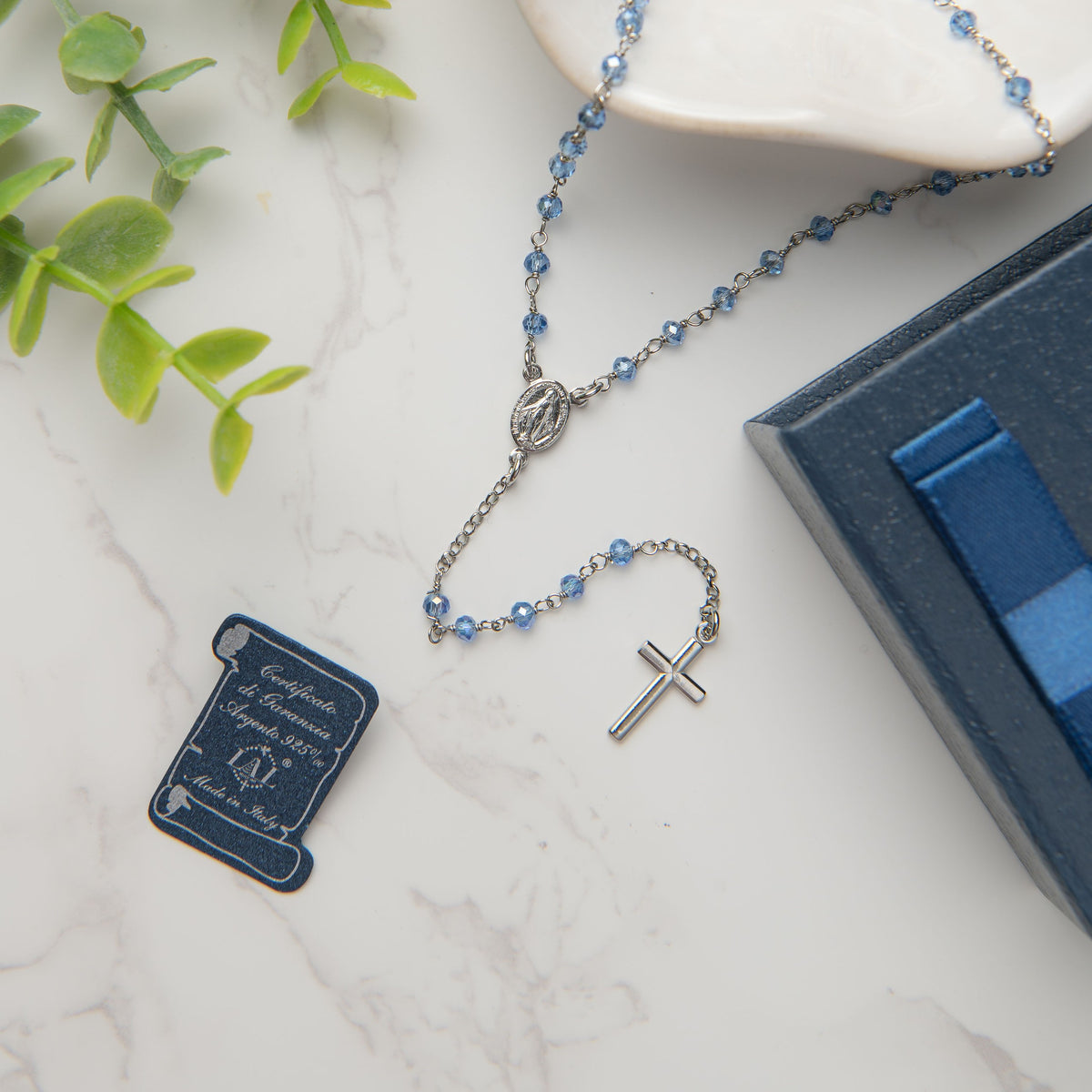 Sterling Silver Rosary Necklace- Made in Italy