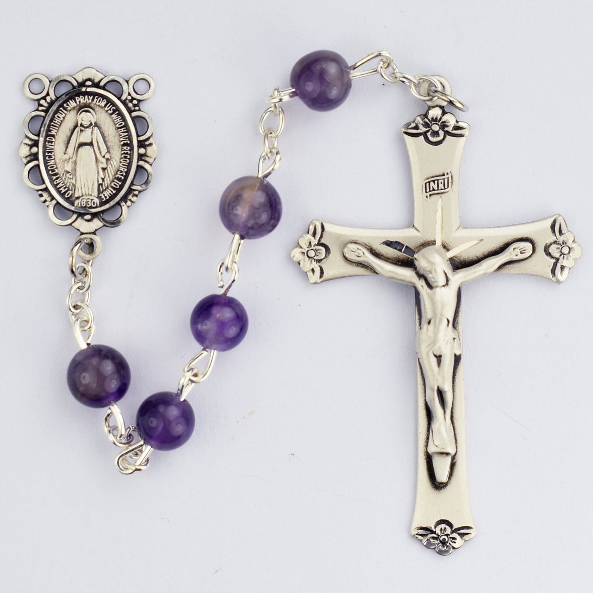 Sterling Silver Genuine Amethyst Rosary Rosary McVan