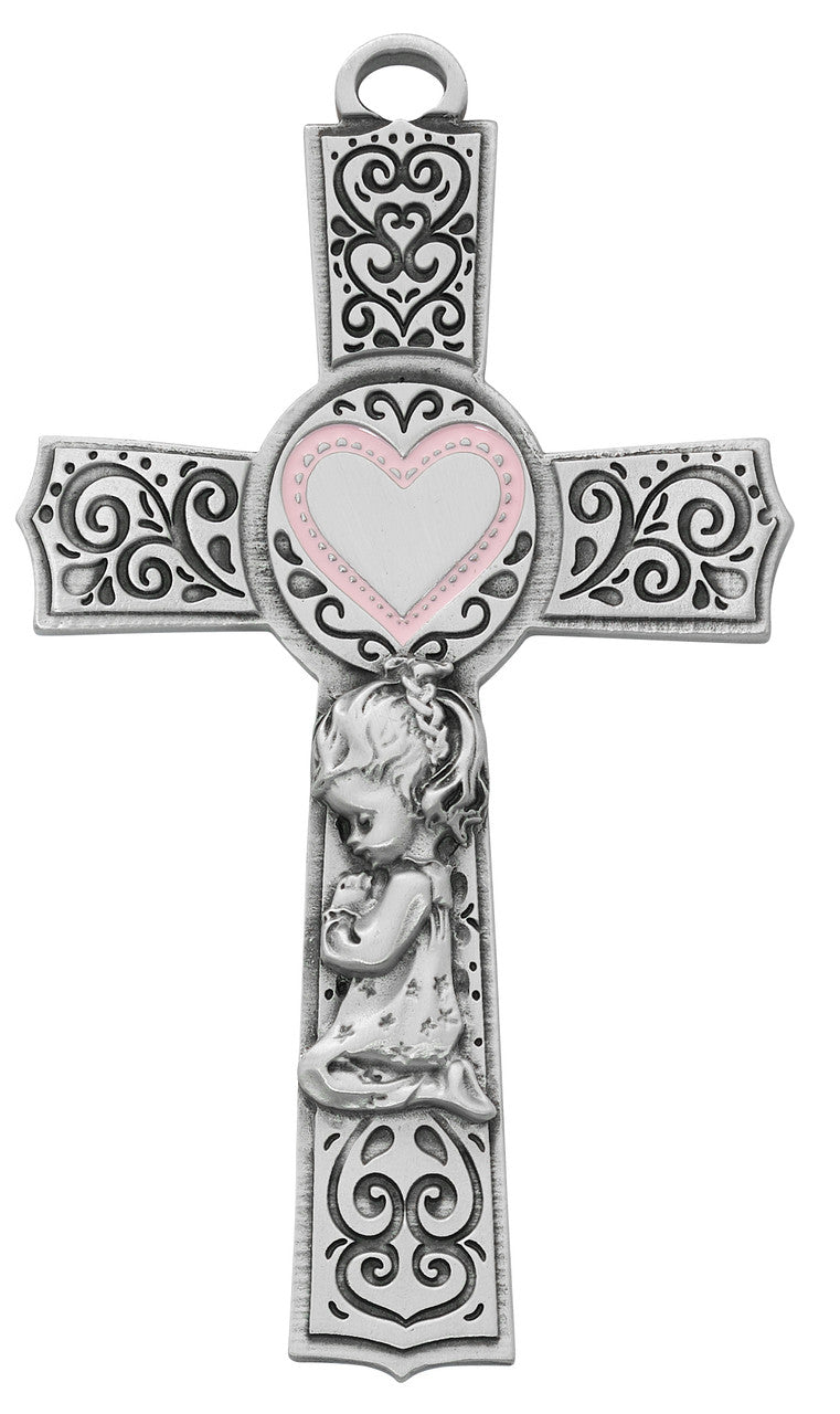 6'' Pewter Baby Girl Cross Cross Mcvan
