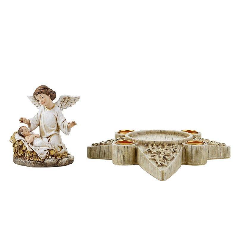 Two Piece Nativity Angel Advent Candle Holder The Roman Catholic Store