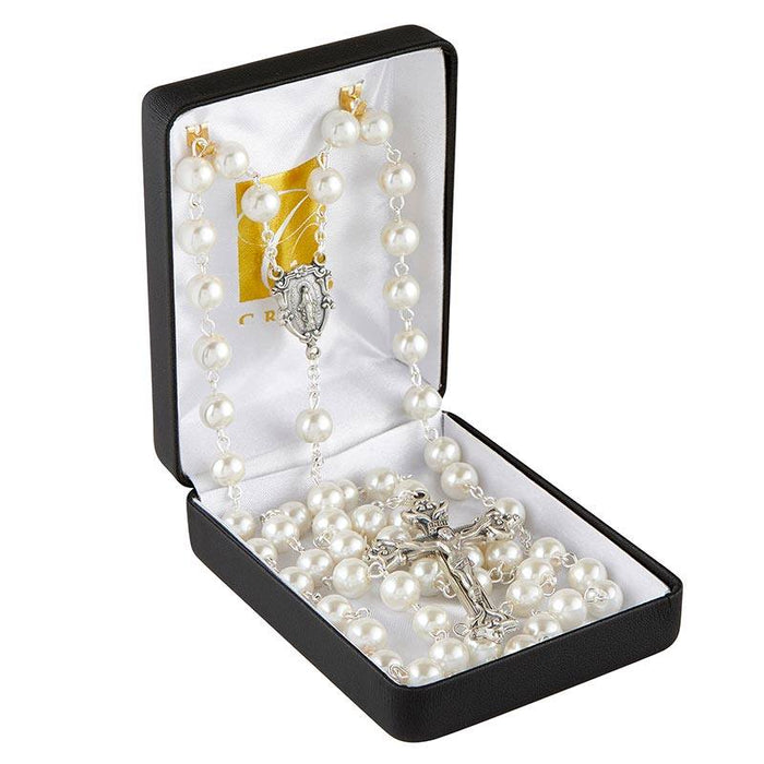 8mm Italian Ivory Pearl Rosary Rosary Christian Brands Catholic