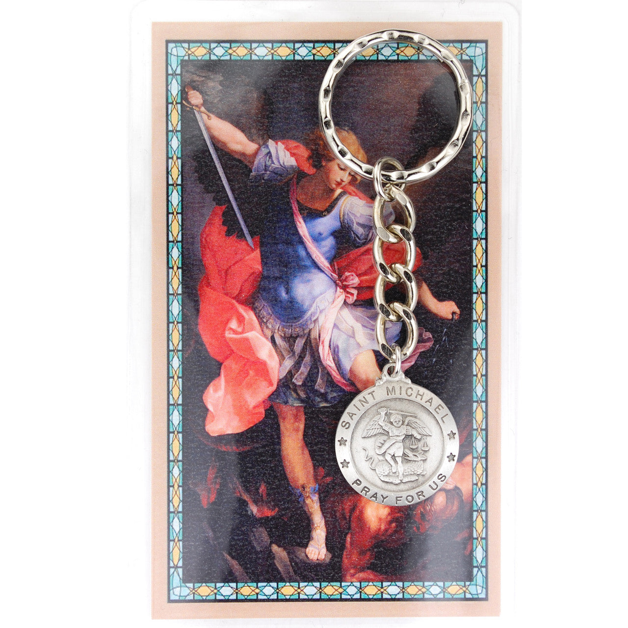 St Michael Keyring with Prayer card Keychain Mcvan