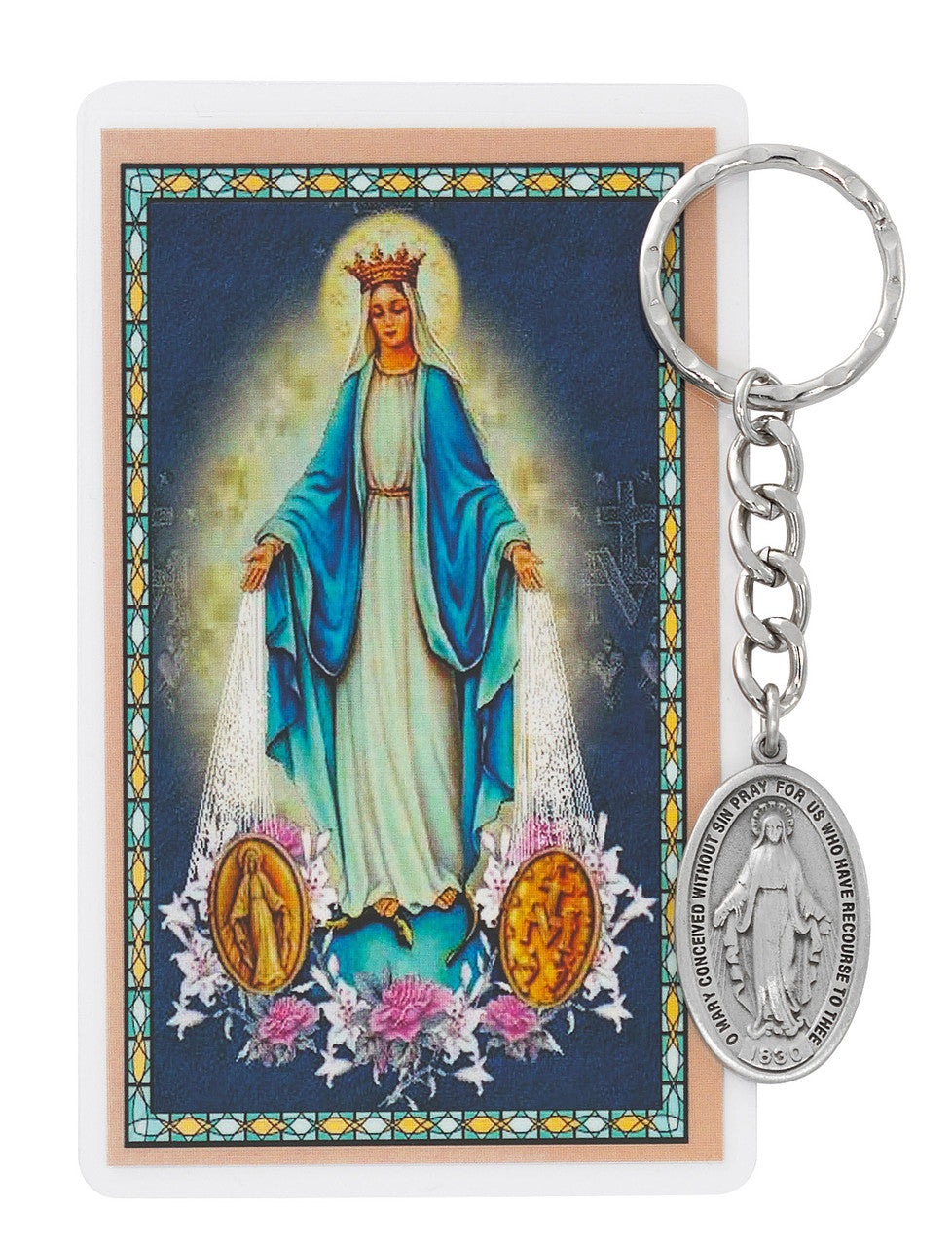 Miraculous Keychain with Prayer Card Keychain Mcvan