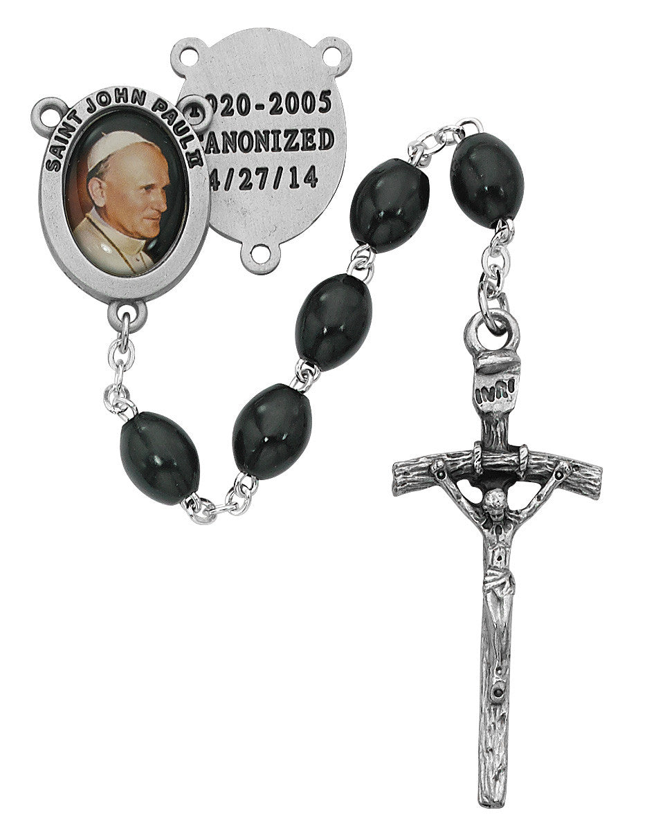 Saint Pope John Paul Black Wood Rosary Rosary McVan