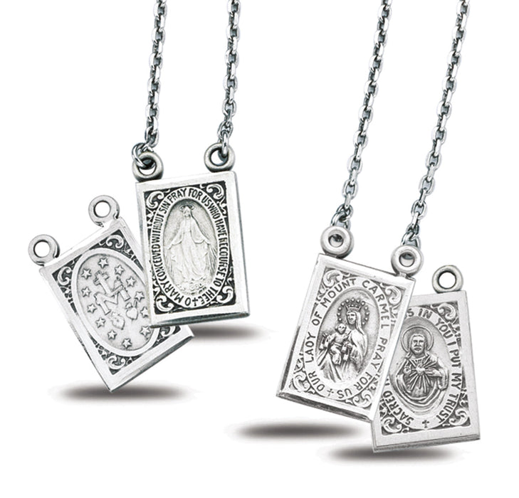 Sterling Silver Miraculous Medal Scapular Medal HMH