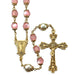 Vintage Brass Rosary with Pink Beads Rosary HMH 