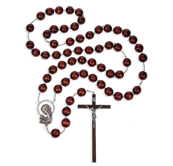 Carved Wood Wall Rosary