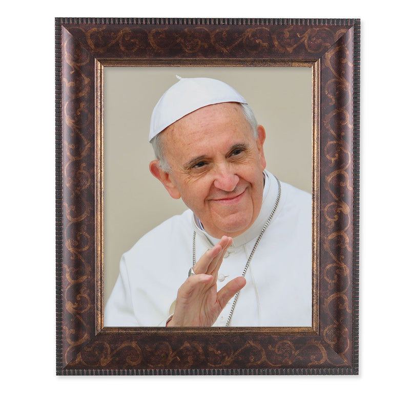Pope Francis Memorial Print – Antique Gold & Espresso Frame
