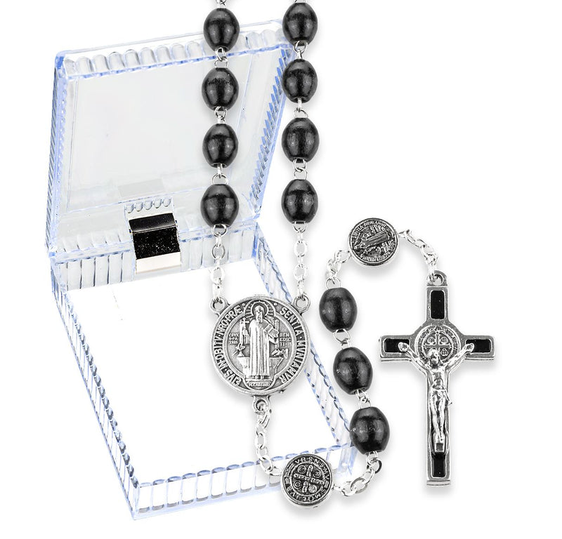Italian St Benedict Wood Rosary