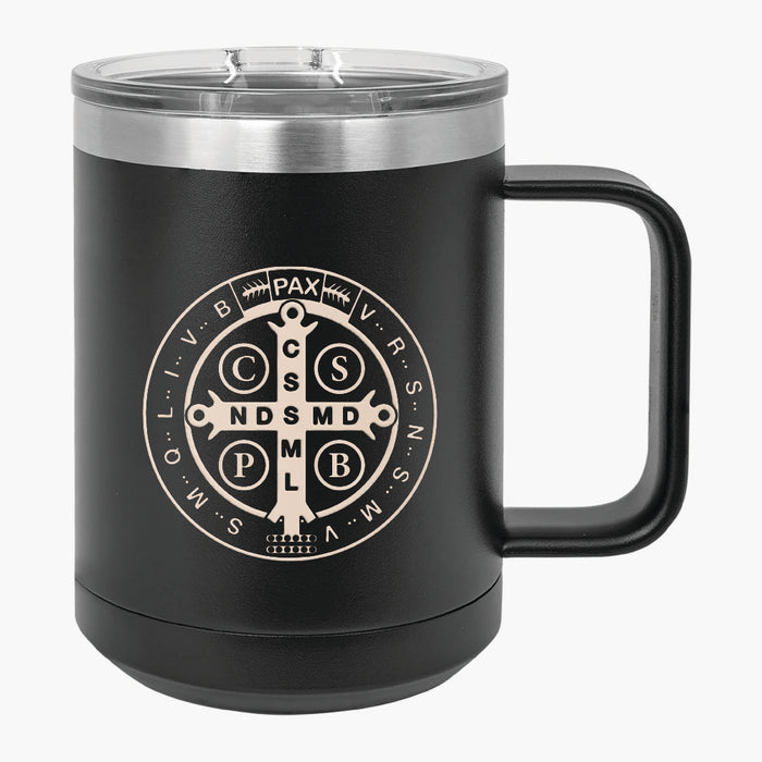 St. Benedict Black Travel Mug