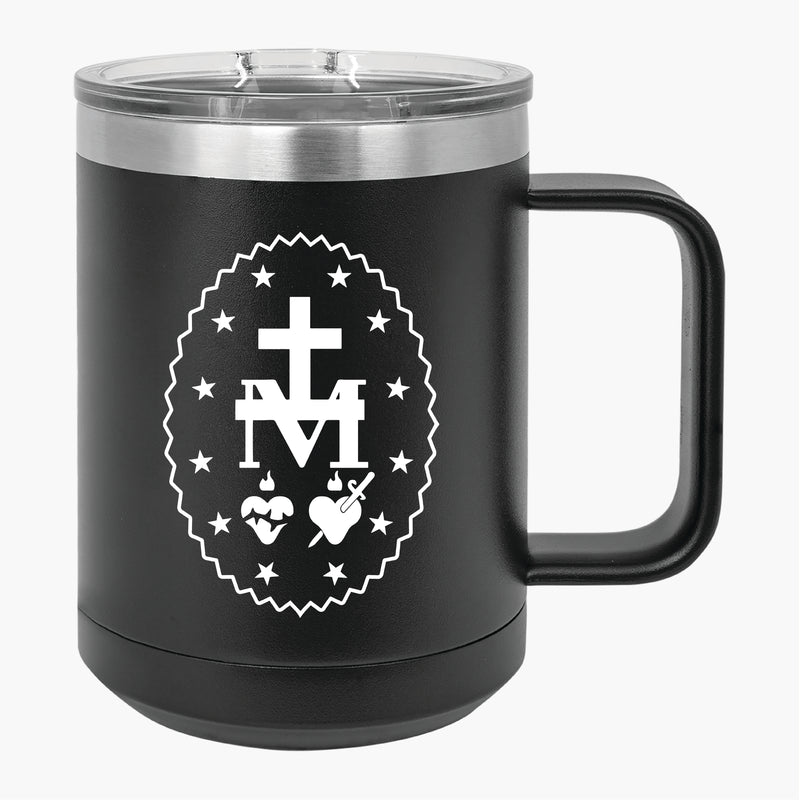 Personalizable Miraculous Medal Blue Travel Mug Tumbler, 15oz