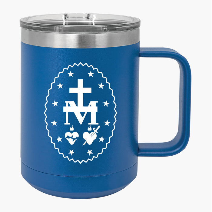 Personalizable Miraculous Medal Blue Travel Mug Tumbler, 15oz