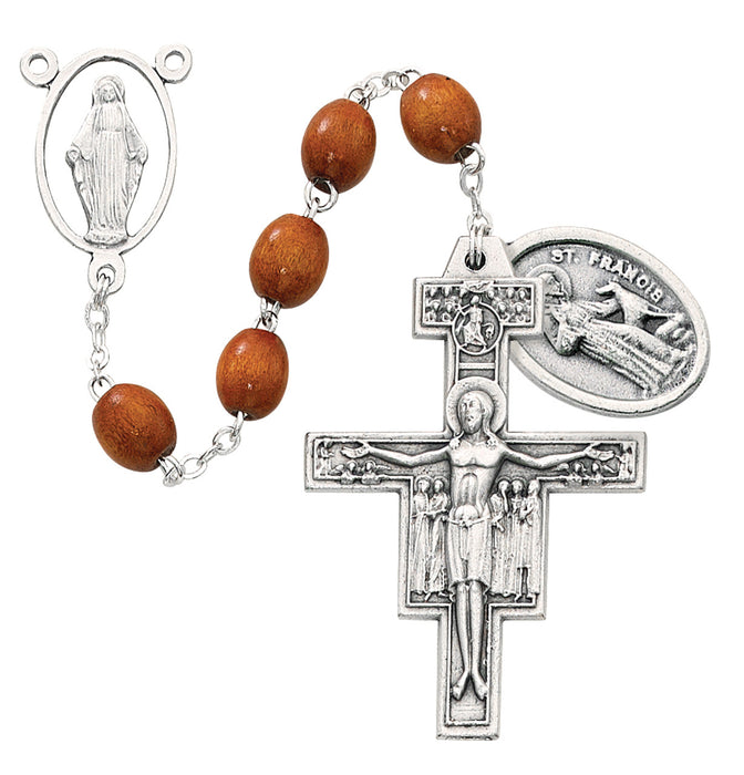 Franciscan Silver And Wood Rosary