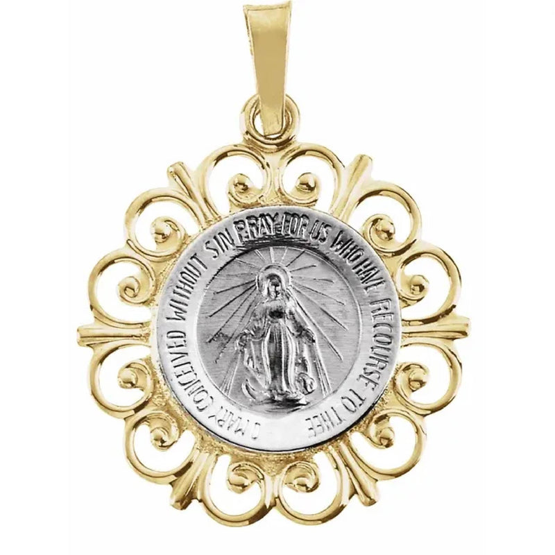 14K White and Yellow Gold Miraculous Medal