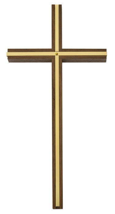 10" Walnut Cross With Brass