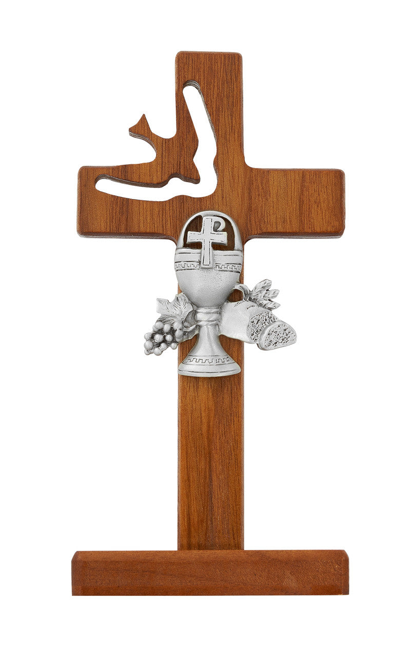 6" Walnut First Communion Standing Crucifix
