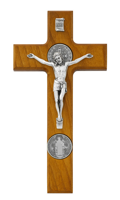 9 inch Walnut Coin St. Benedict Crucifix
