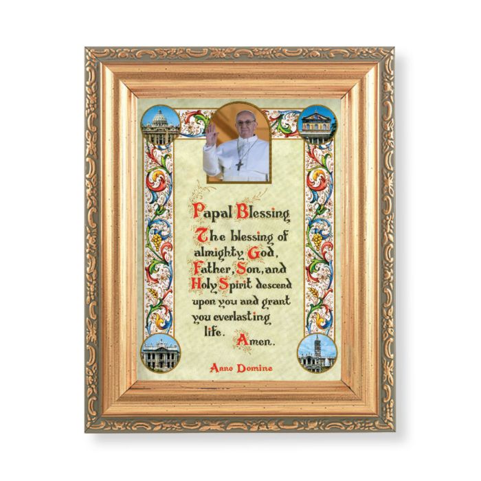 Antique Gold Frame with a Pope Francis Blessings Print