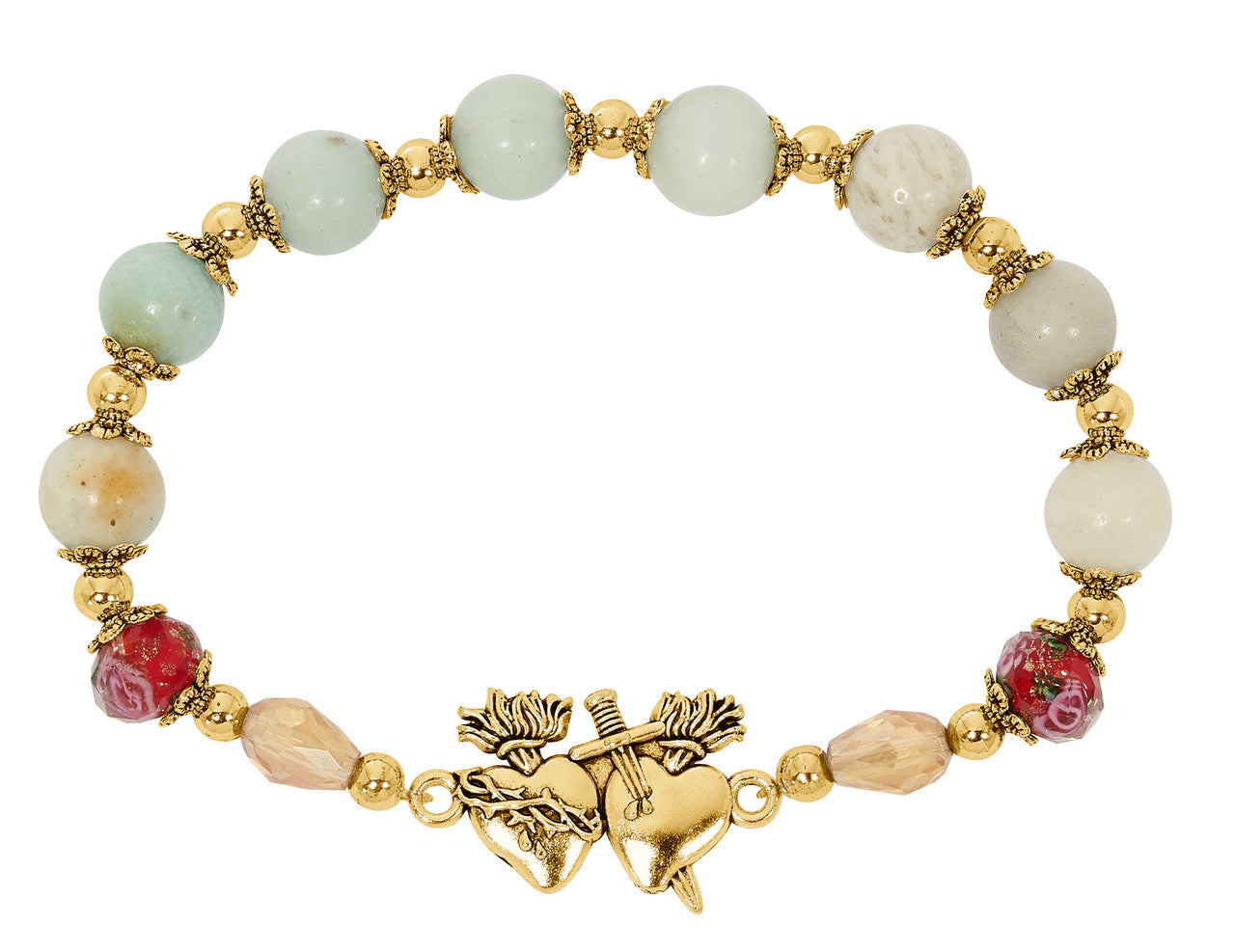 Amazonite Gold Sacred Heart Bracelet