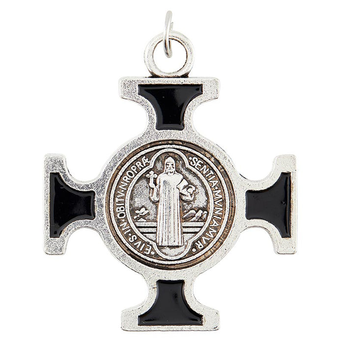 Silver/Black Saint Benedict Cross Medals Pack of 12