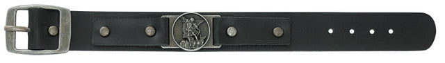 St. Michael Leather Corded Bracelet - Black