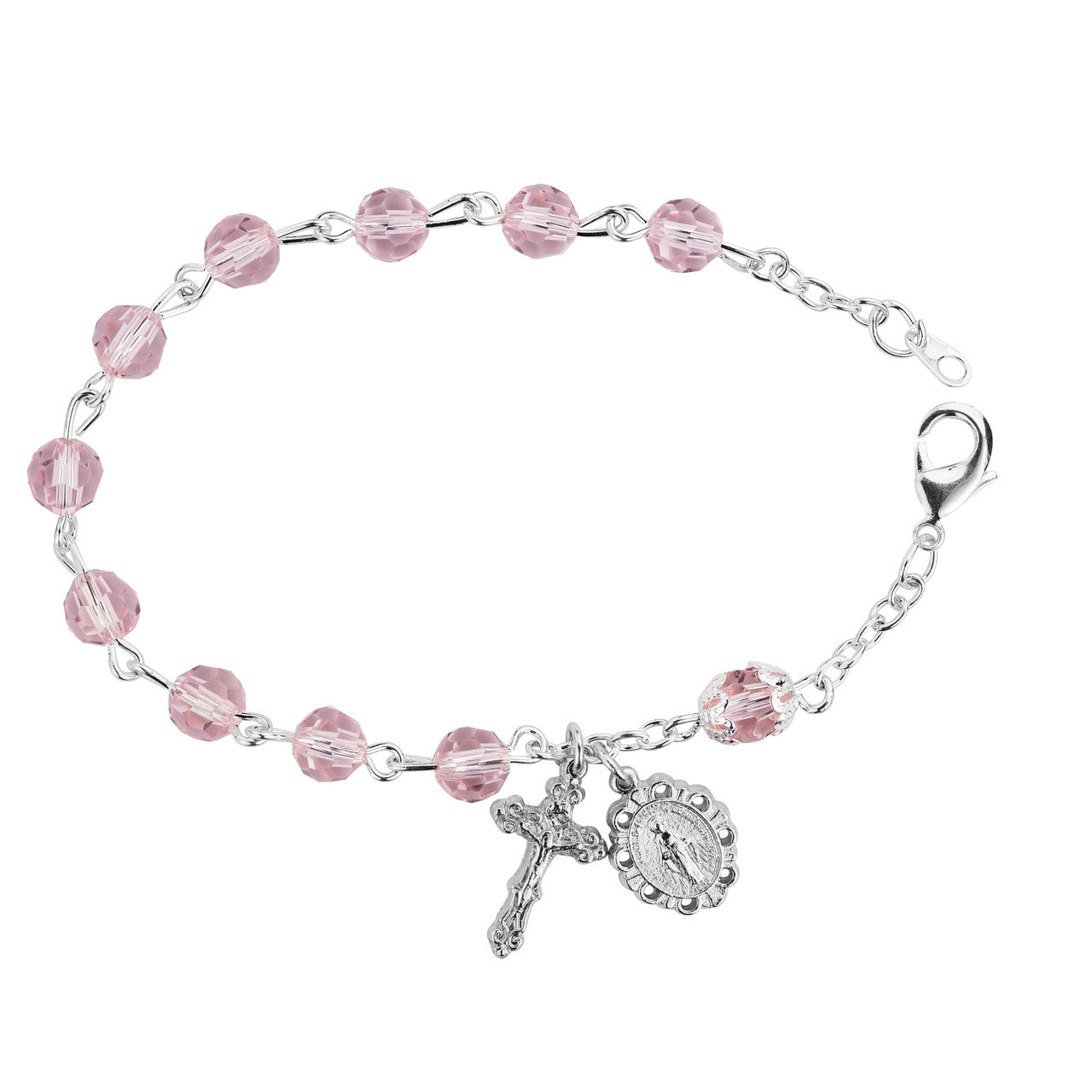Pink Crystal Rosary Bracelet