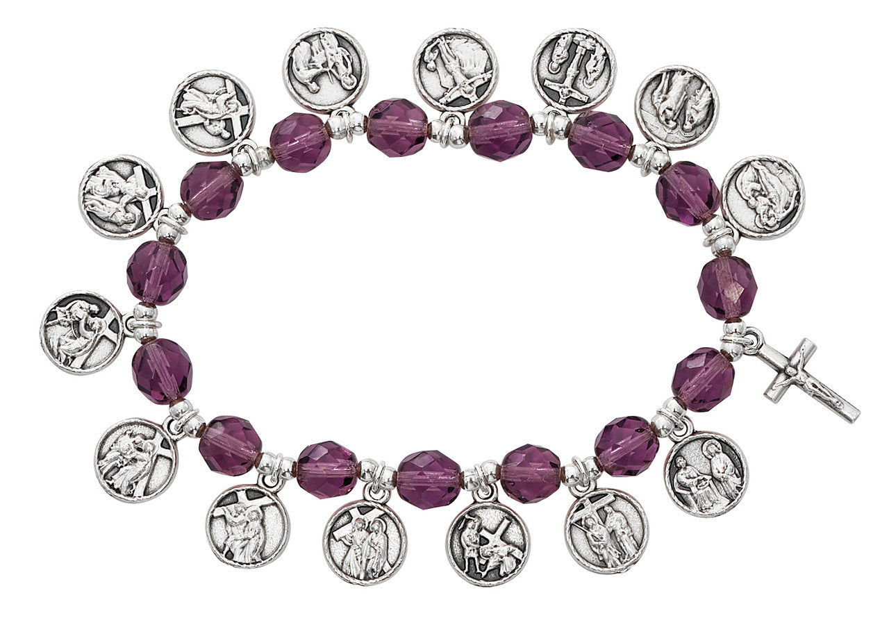 8mm Purple Stations Of The Cross Rosary