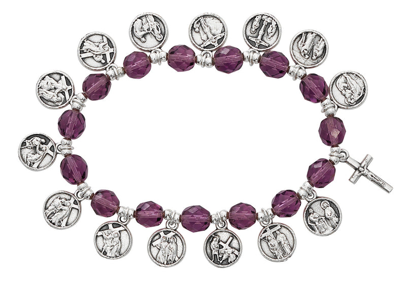 8mm Purple Stations Of The Cross Rosary