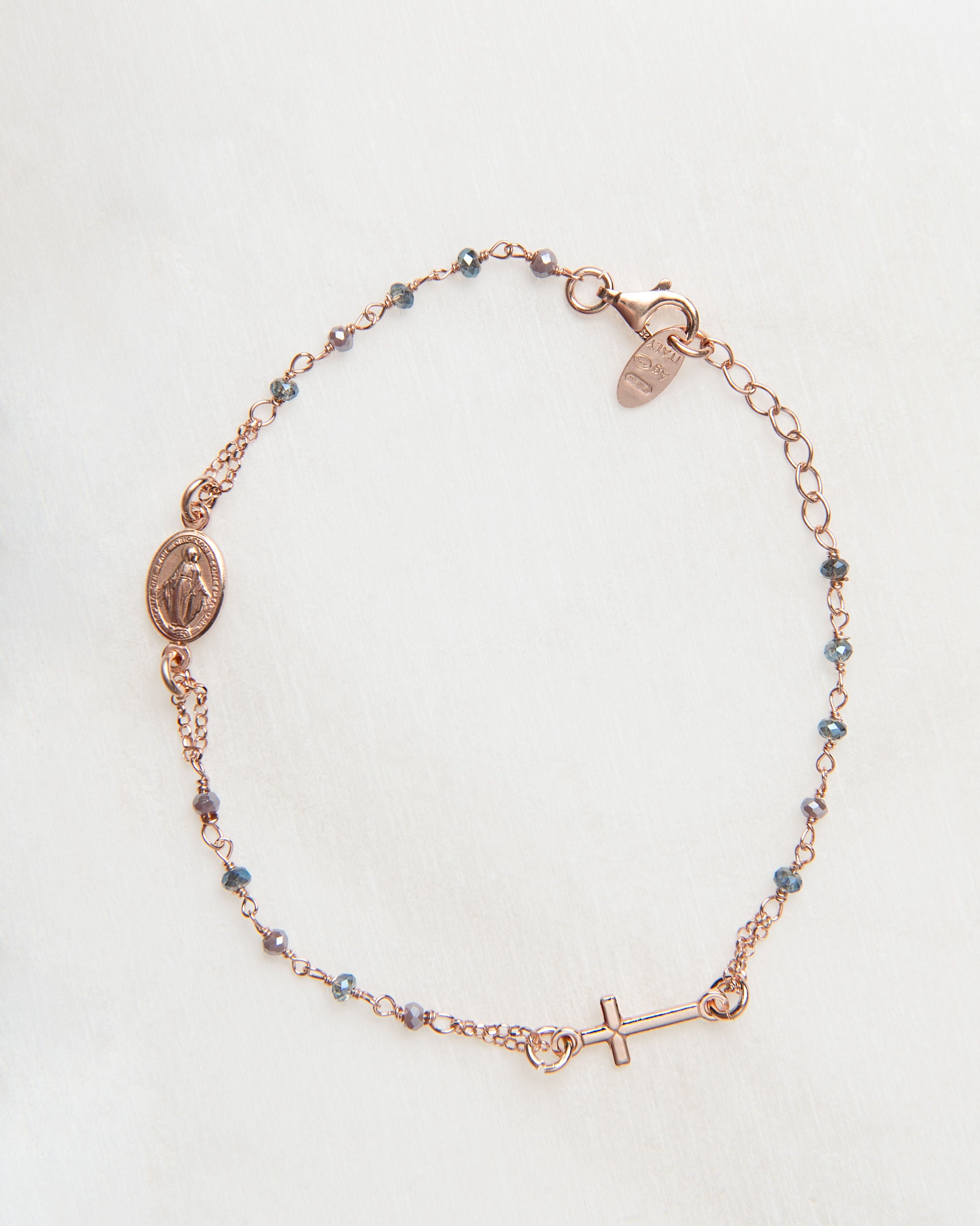 Italian Rose Gold Miraculous Medal Rosary Bracelet