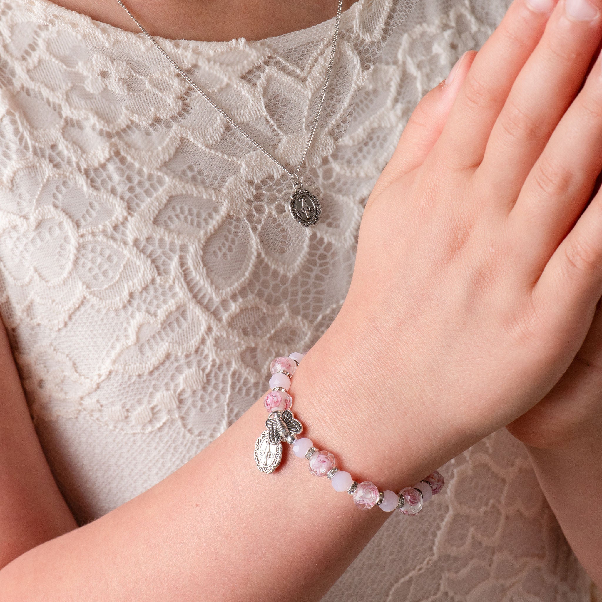 Miraculous Medal Bracelet and Pendant Set