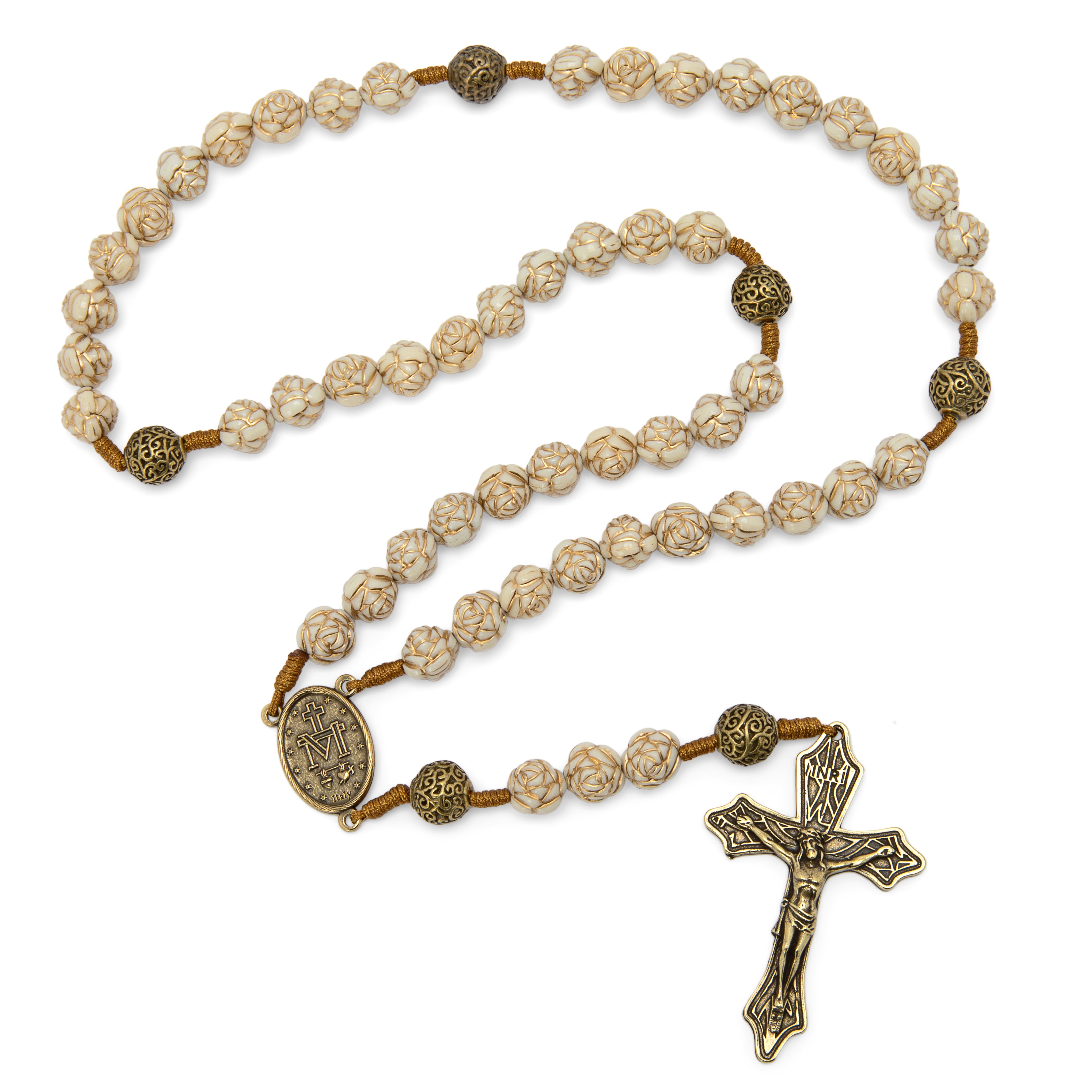 Miraculous Medal Flower Bead Rosary