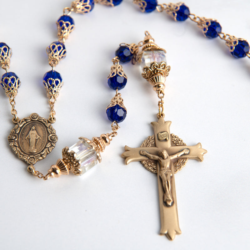Cobalt Blue Vintage Rosary with 8mm Beads