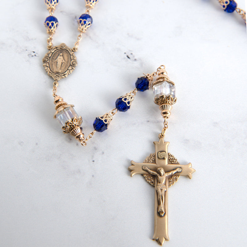 Cobalt Blue Vintage Rosary with 8mm Beads