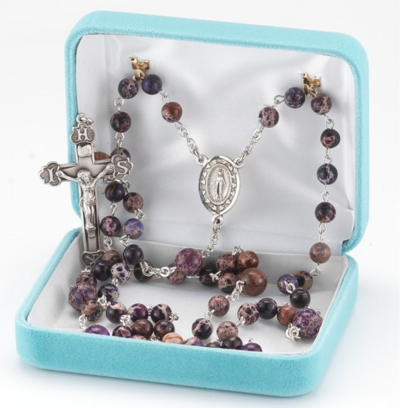 Round Jasper Purple Rosary