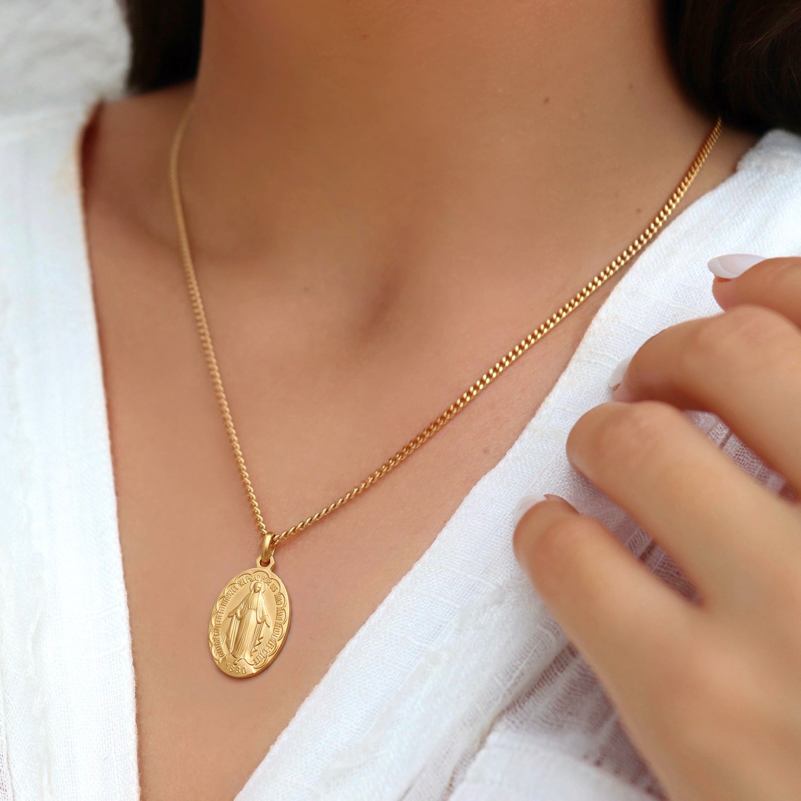 Gold Miraculous Medal Necklace