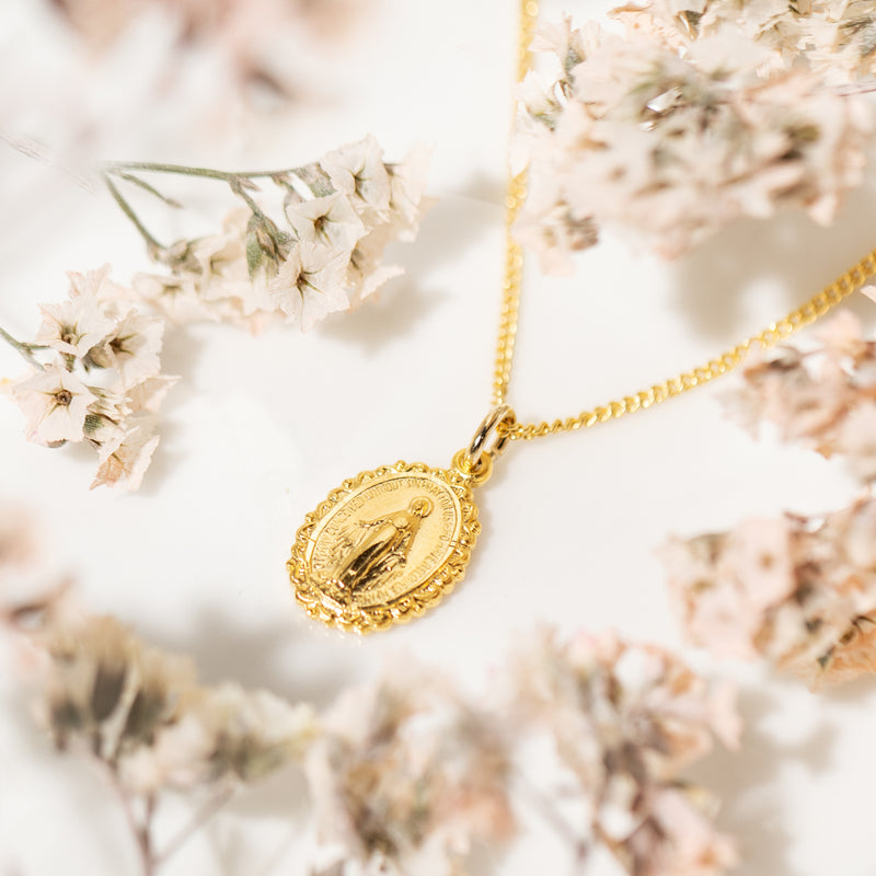 Gold Miraculous Medal Necklace